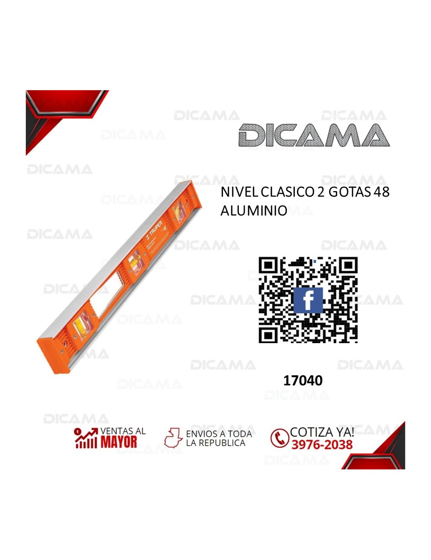 NIVEL CLASICO 48" ALUMINIO 2 GOTAS