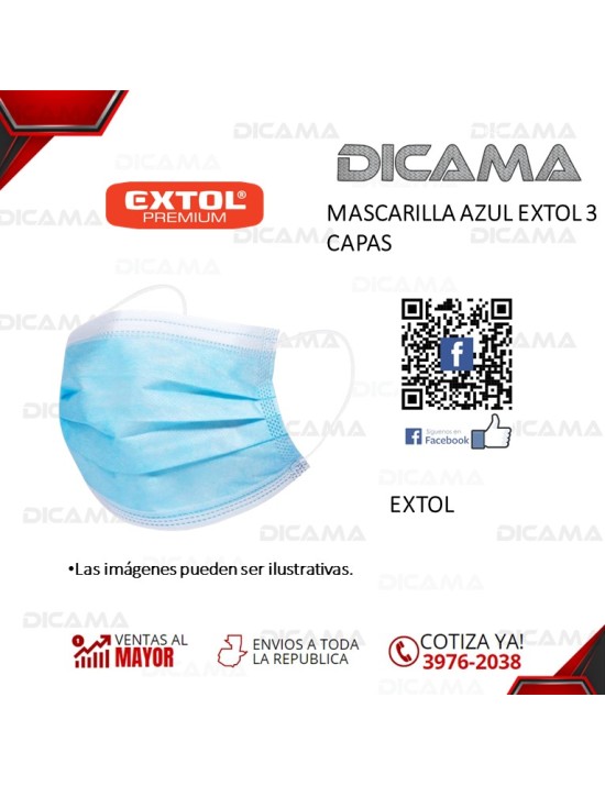 MASCARILLA AZUL EXTOL 3 CAPAS EXTOL EXTOL
