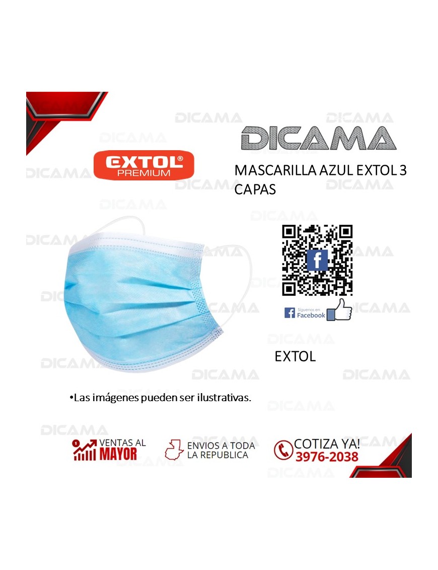 MASCARILLA AZUL EXTOL 3 CAPAS EXTOL EXTOL