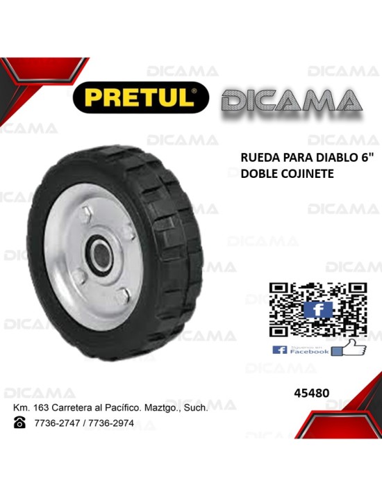 RUEDA PARA DIABLO 6" DOBLE COJINETE
