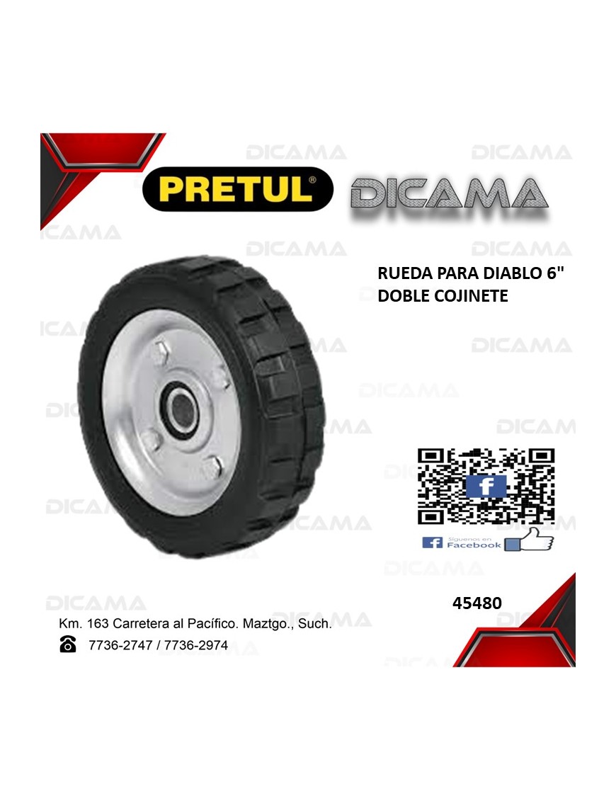 RUEDA PARA DIABLO 6" DOBLE COJINETE