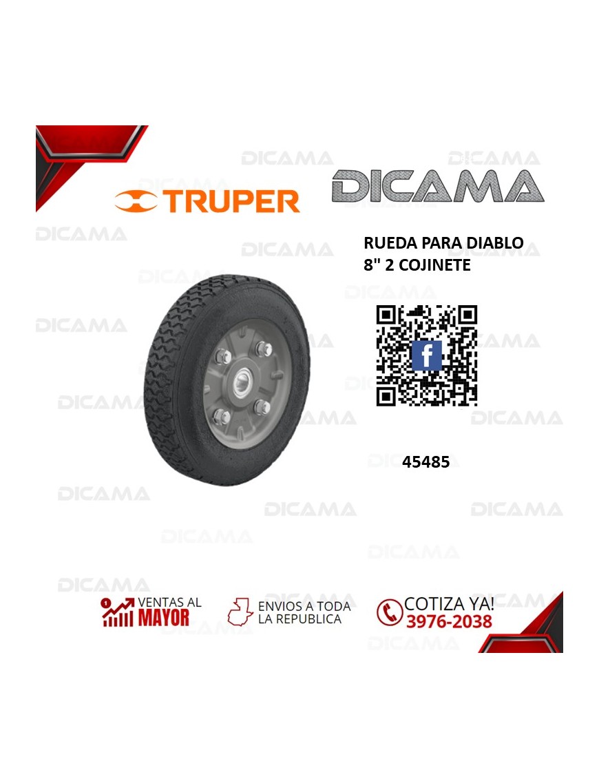 RUEDA PARA DIABLO 8" 2 COJINETE