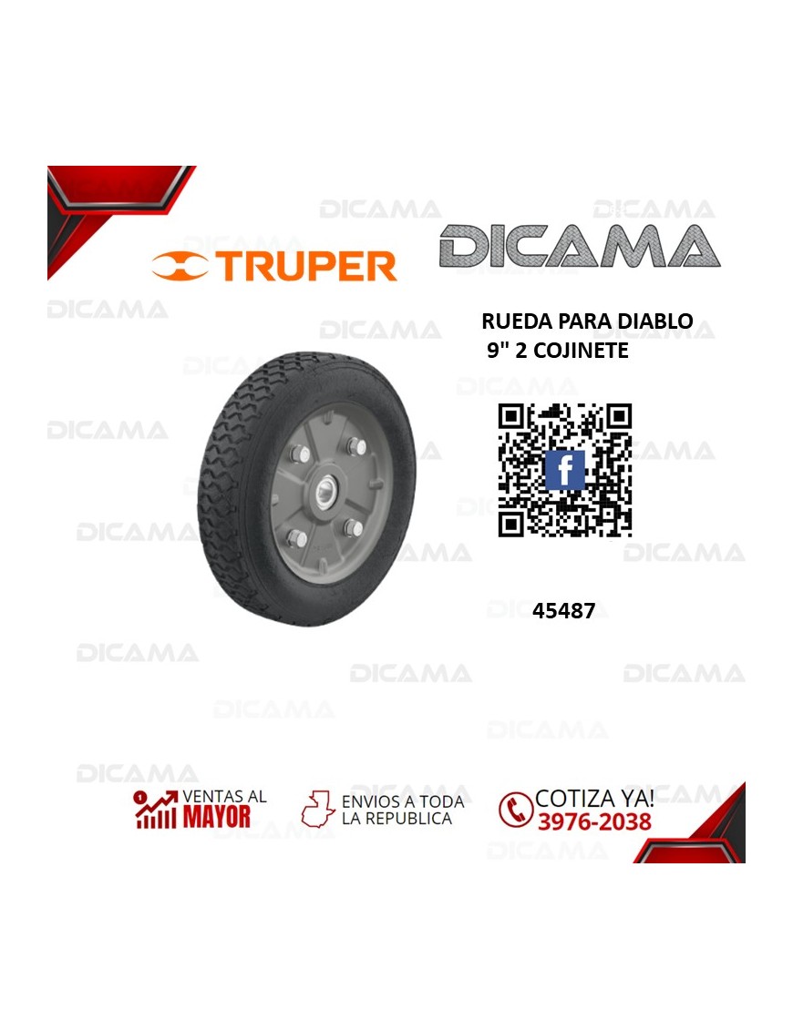 RUEDA PARA DIABLO 9" 2 COJINETE