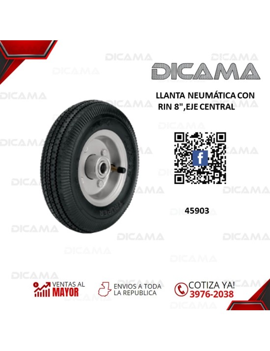 LLANTA NEUMATICA CON RIN 8"EJE CENTRAL