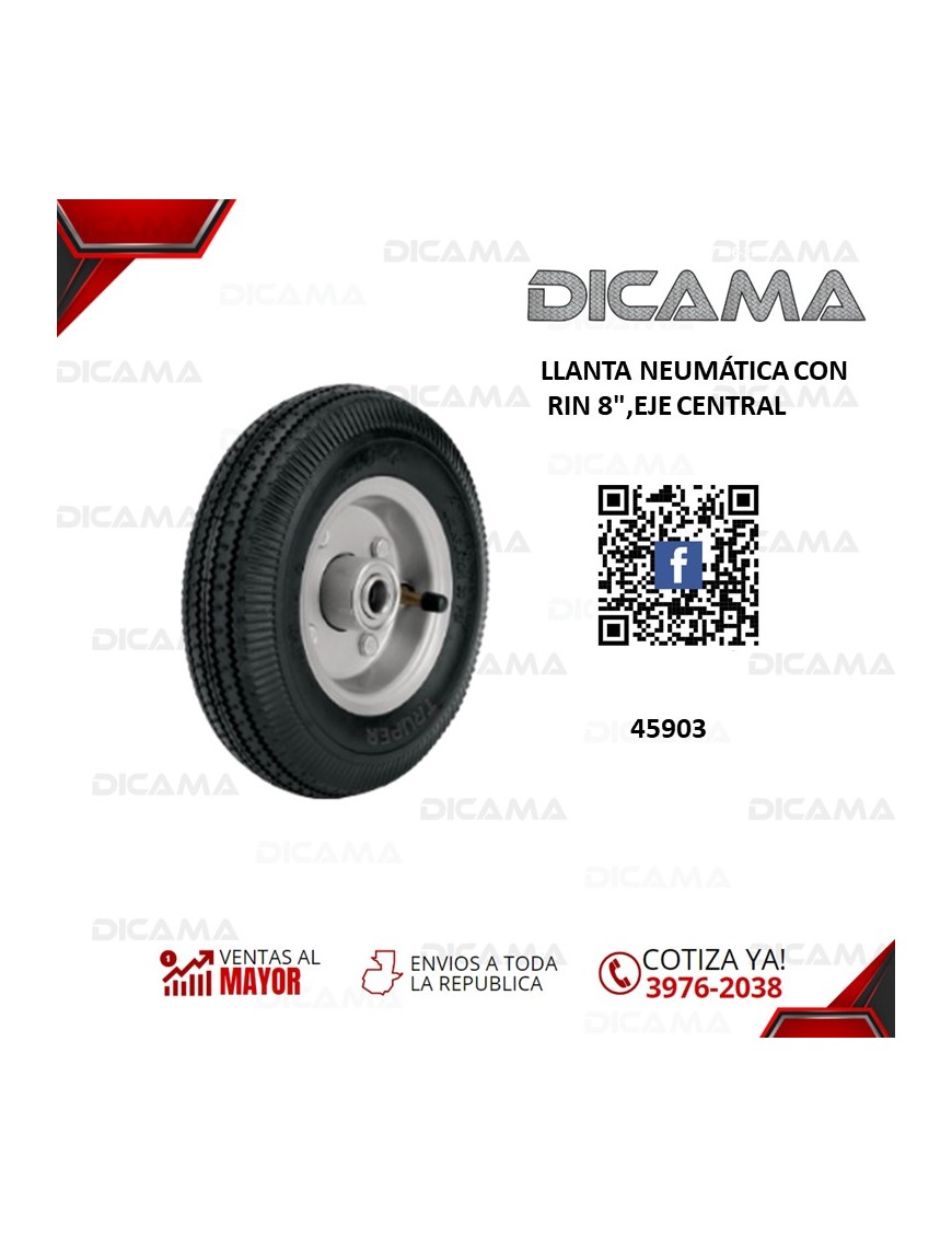 LLANTA NEUMATICA CON RIN 8"EJE CENTRAL
