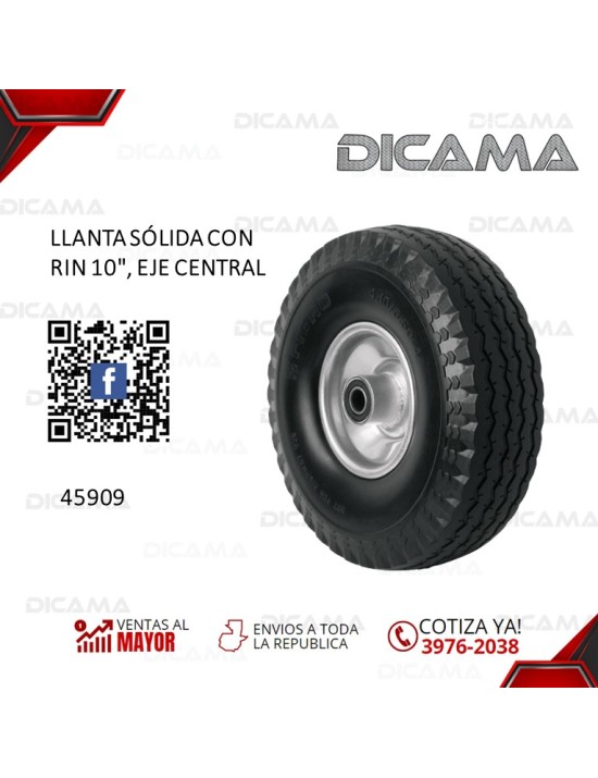 LLANTA SOLIDA CON RIN 10", EJE CENTRAL