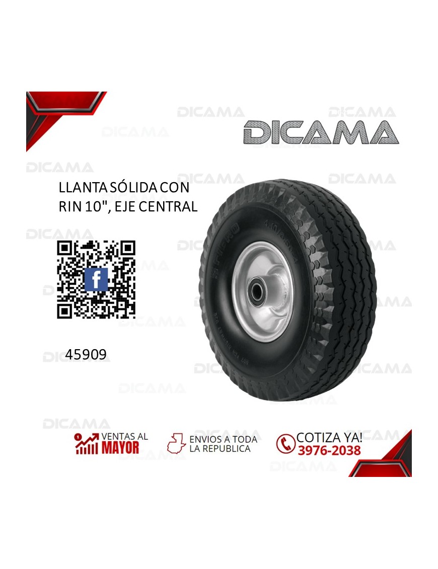 LLANTA SOLIDA CON RIN 10", EJE CENTRAL