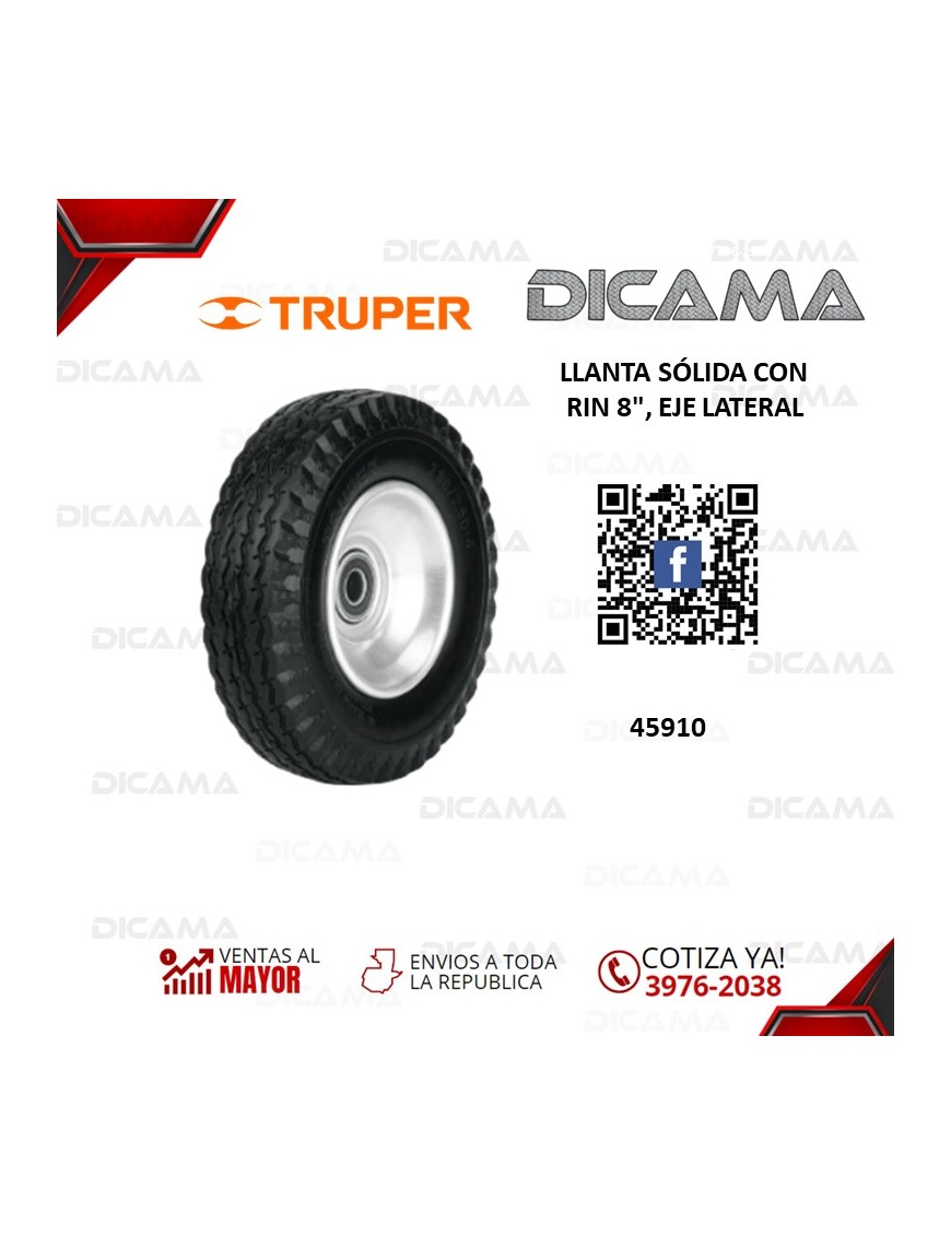LLANTA SOLIDA CON RIN 8", EJE LATERAL