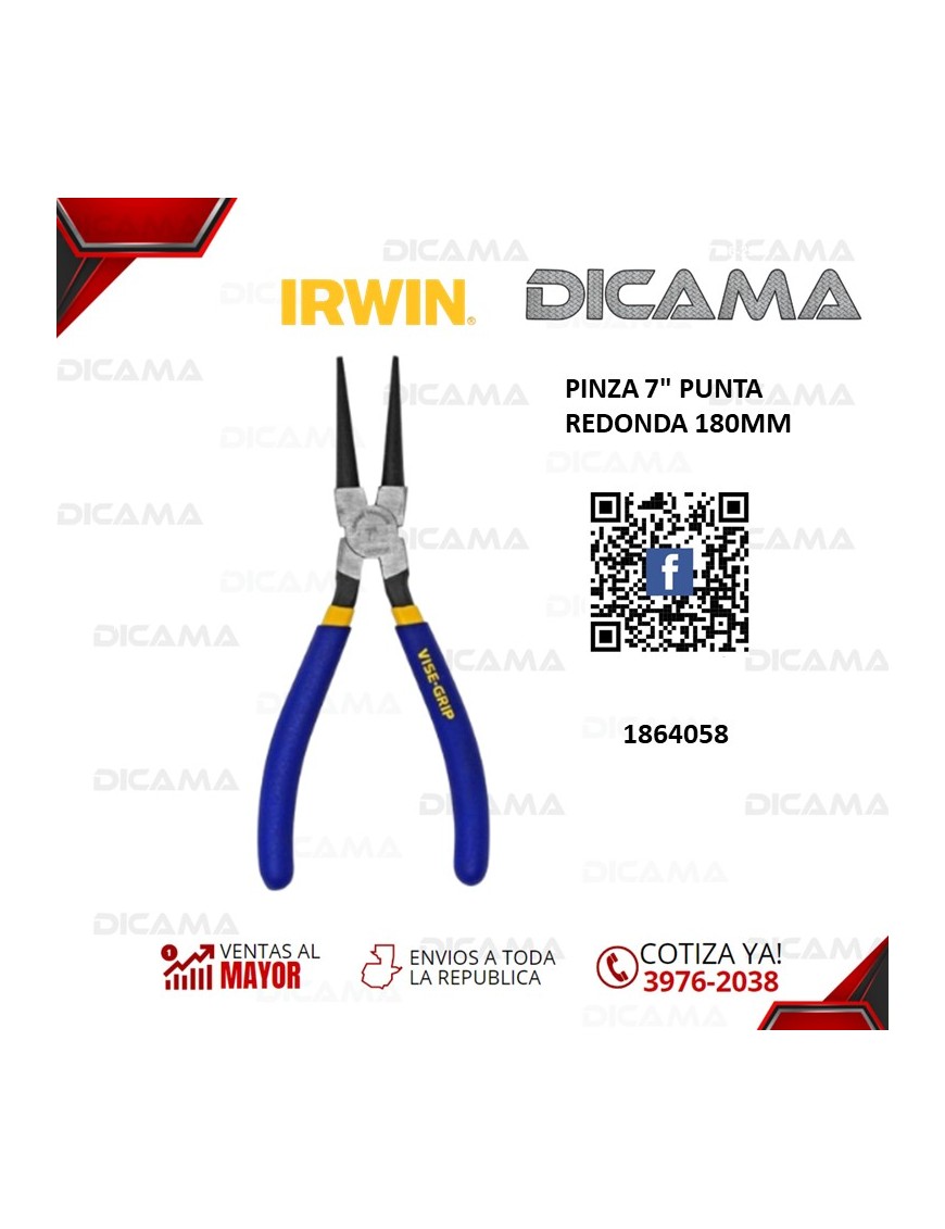 PINZA 7" PUNTA REDONDA 180MM