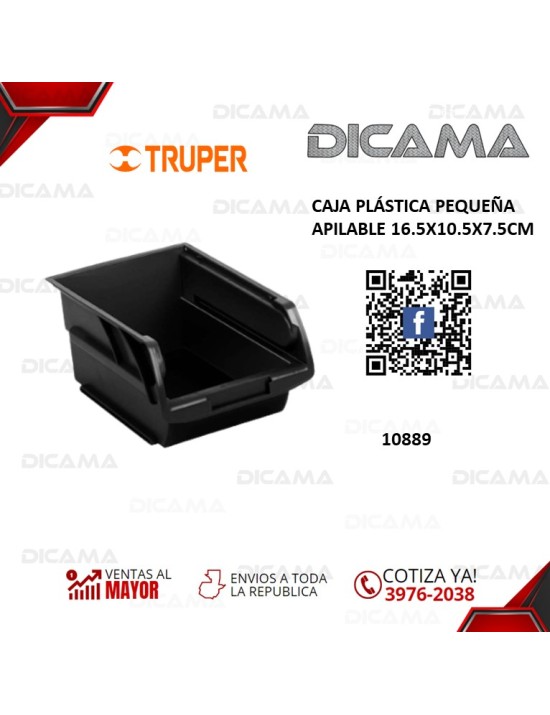 CAJA PLASTICA PEQUEÑA APILABLE 16.5X10.5X7.5CM