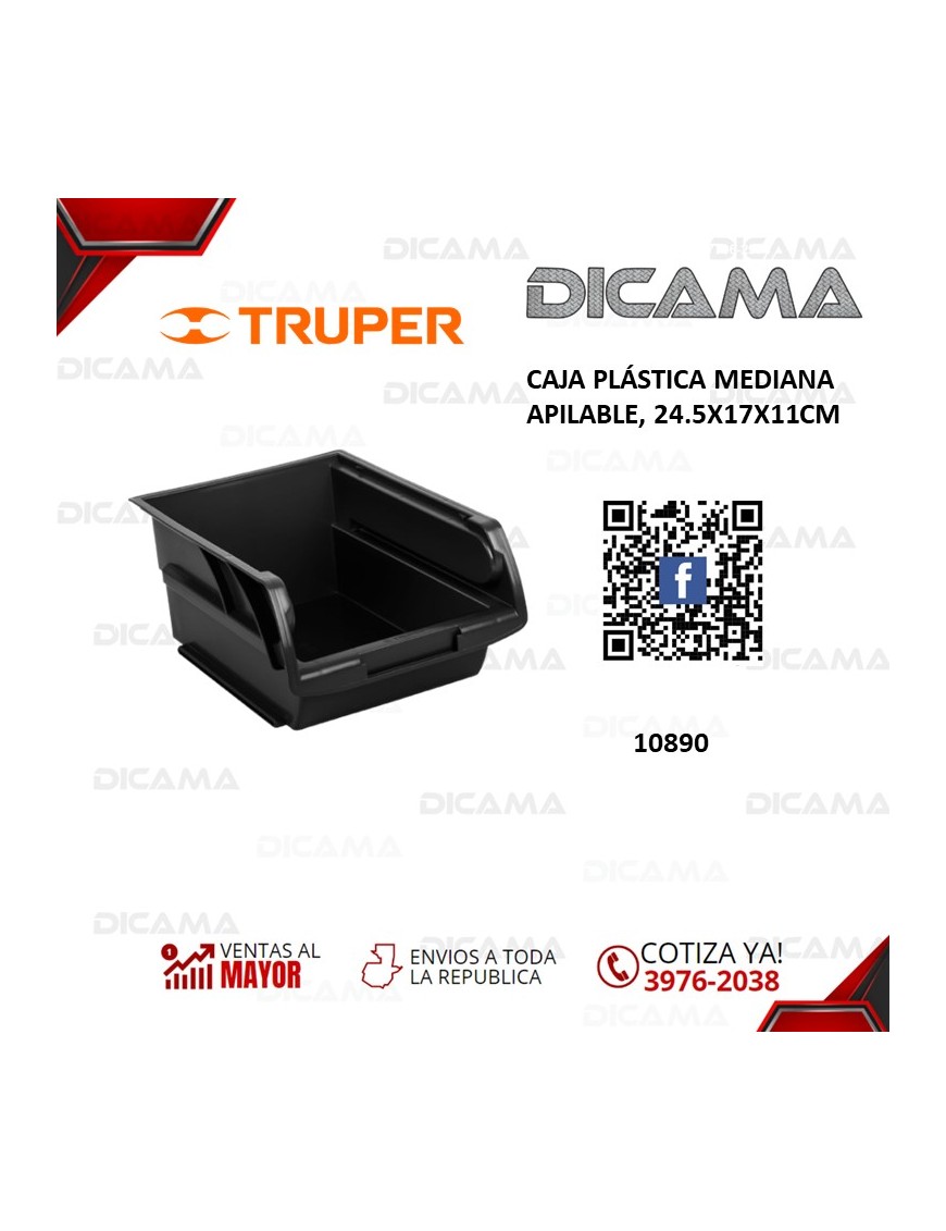 CAJA PLASTICA MEDIANA APILABLE, 24.5X17X11CM