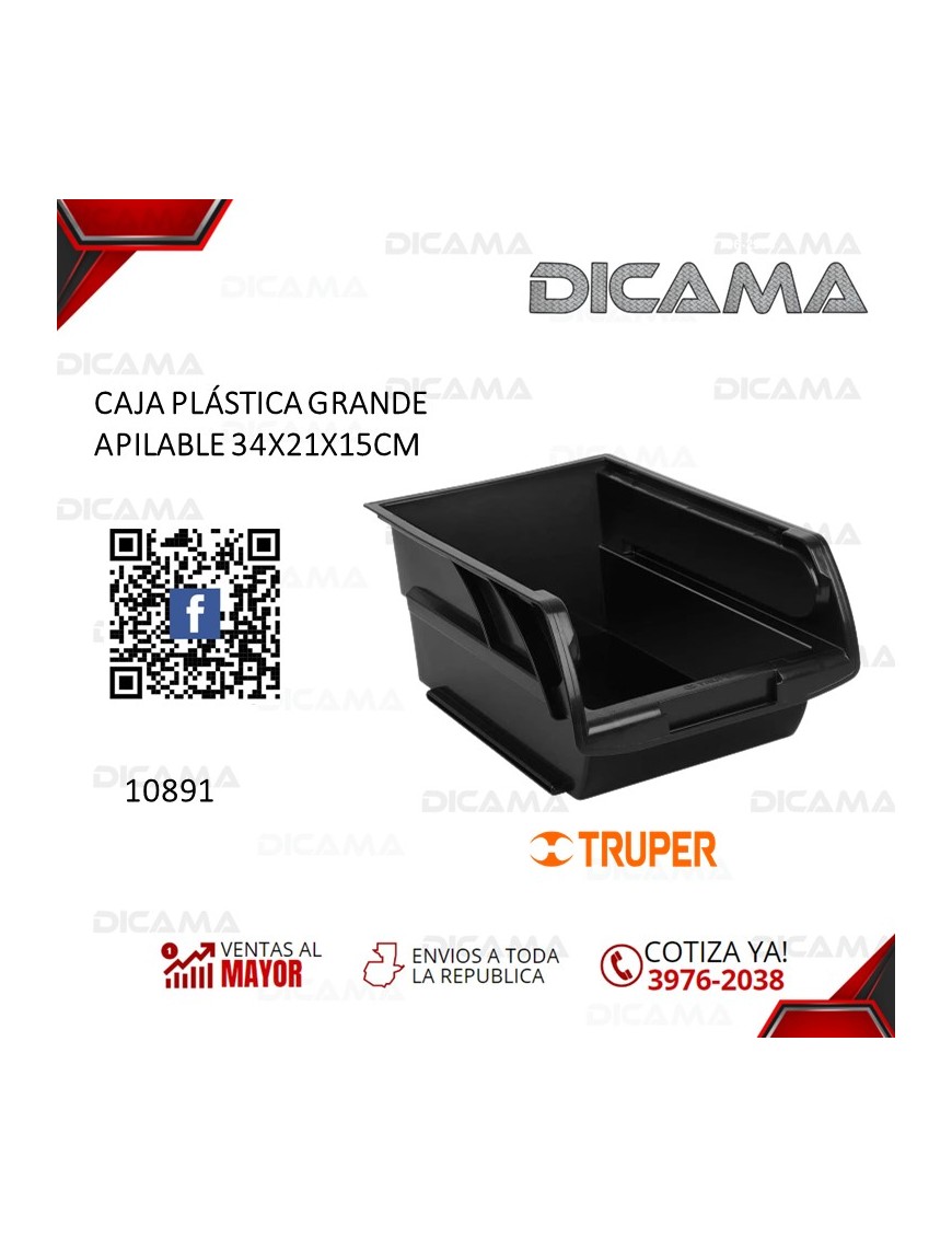 CAJA PLASTICA GRANDE APILABLE 34X21X15CM