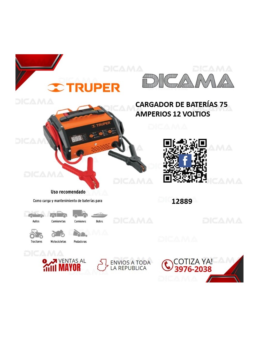 CARGADOR DE BATERIAS 75 AMPERIOS 12 VOLTIOS