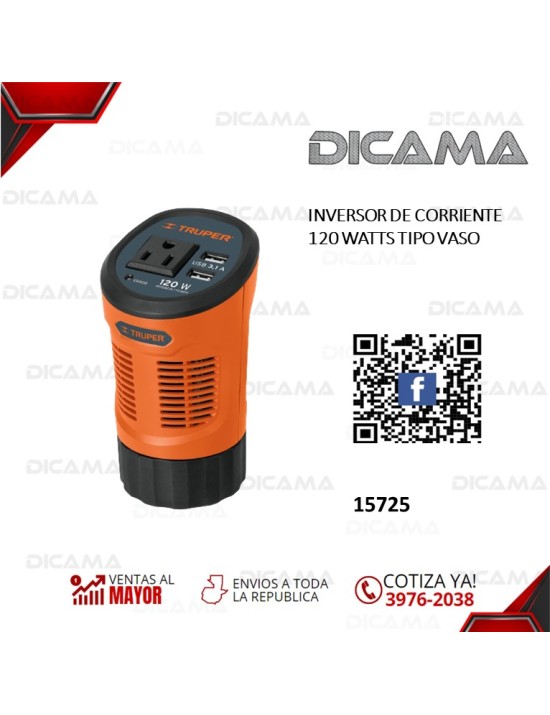 INVERSOR DE CORRIENTE 120 WATTS TIPO VASO