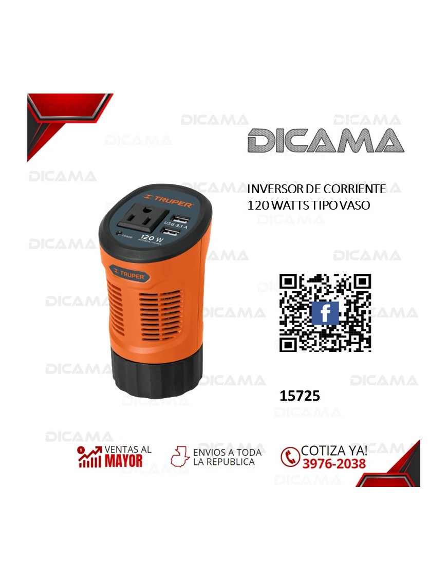 INVERSOR DE CORRIENTE 120 WATTS TIPO VASO