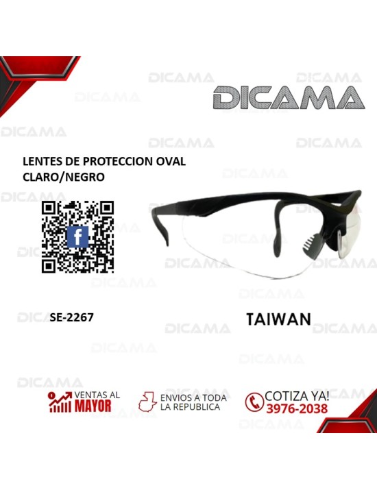 LENTES DE SEGURIDAD OVAL CLARO/NEGRO