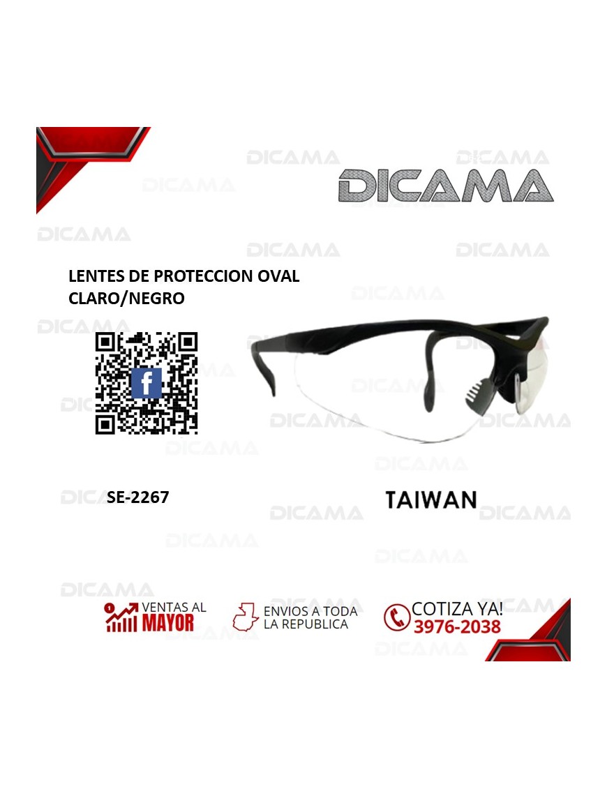 LENTES DE SEGURIDAD OVAL CLARO/NEGRO