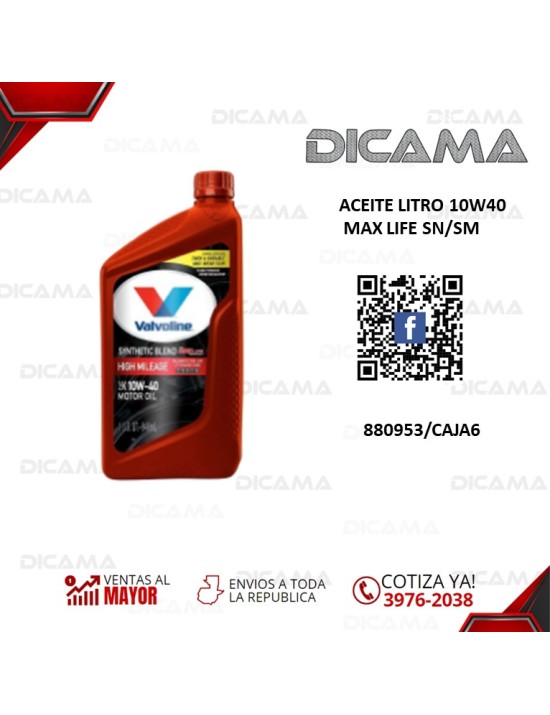 ACEITE LITRO 10W40 MAX LIFE SN/SM
