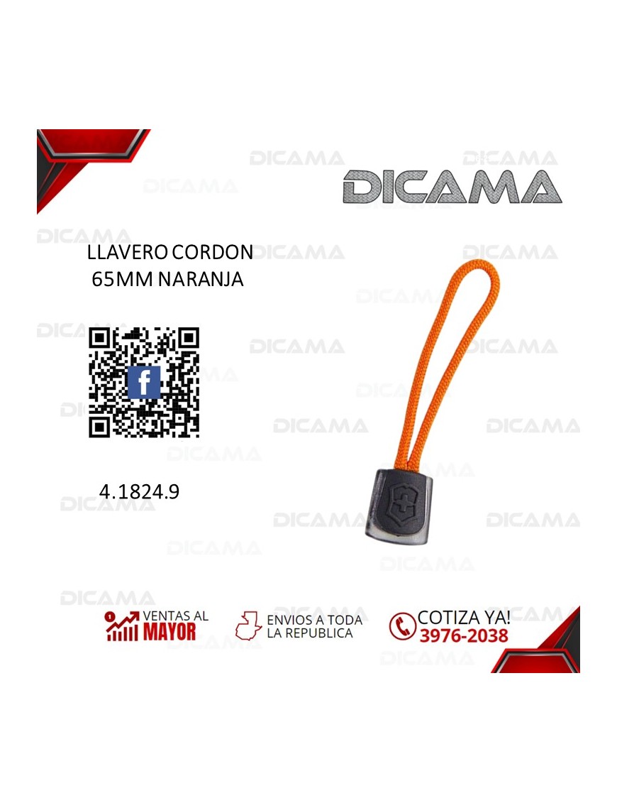 LLAVERO CORDON 65MM NARANJA