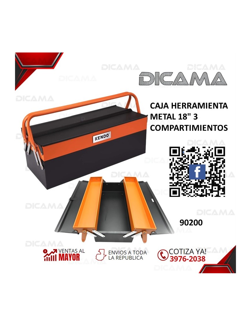 CAJA HERRAMIENTA METAL 18" 3 COMPARTIMIENTOS
