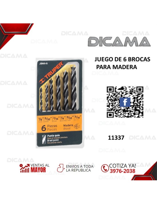 BROCAS JUEGO 6 PZAS PARA MADERA