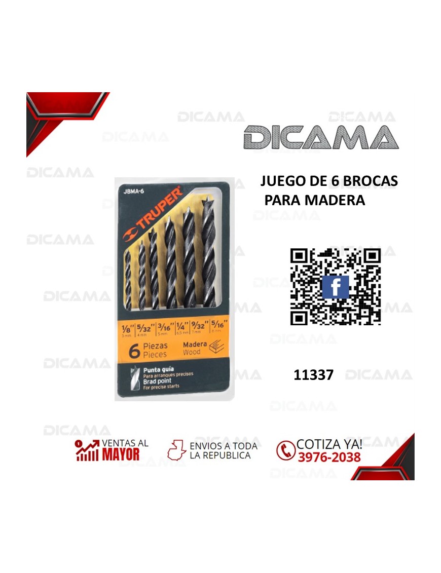 BROCAS JUEGO 6 PZAS PARA MADERA