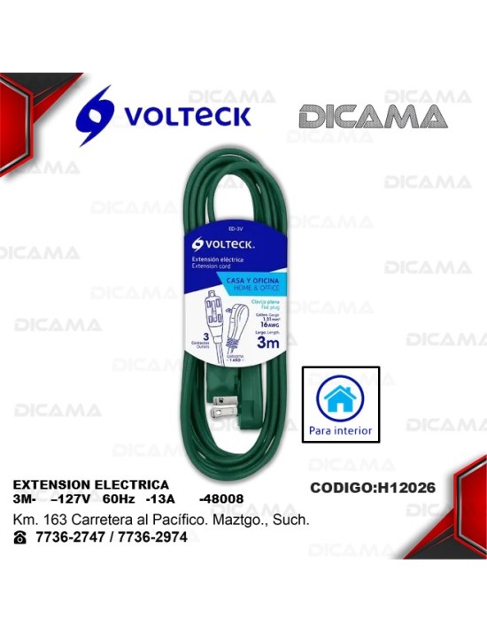 EXTENSION ELECTRICA 3 METROS VERDE