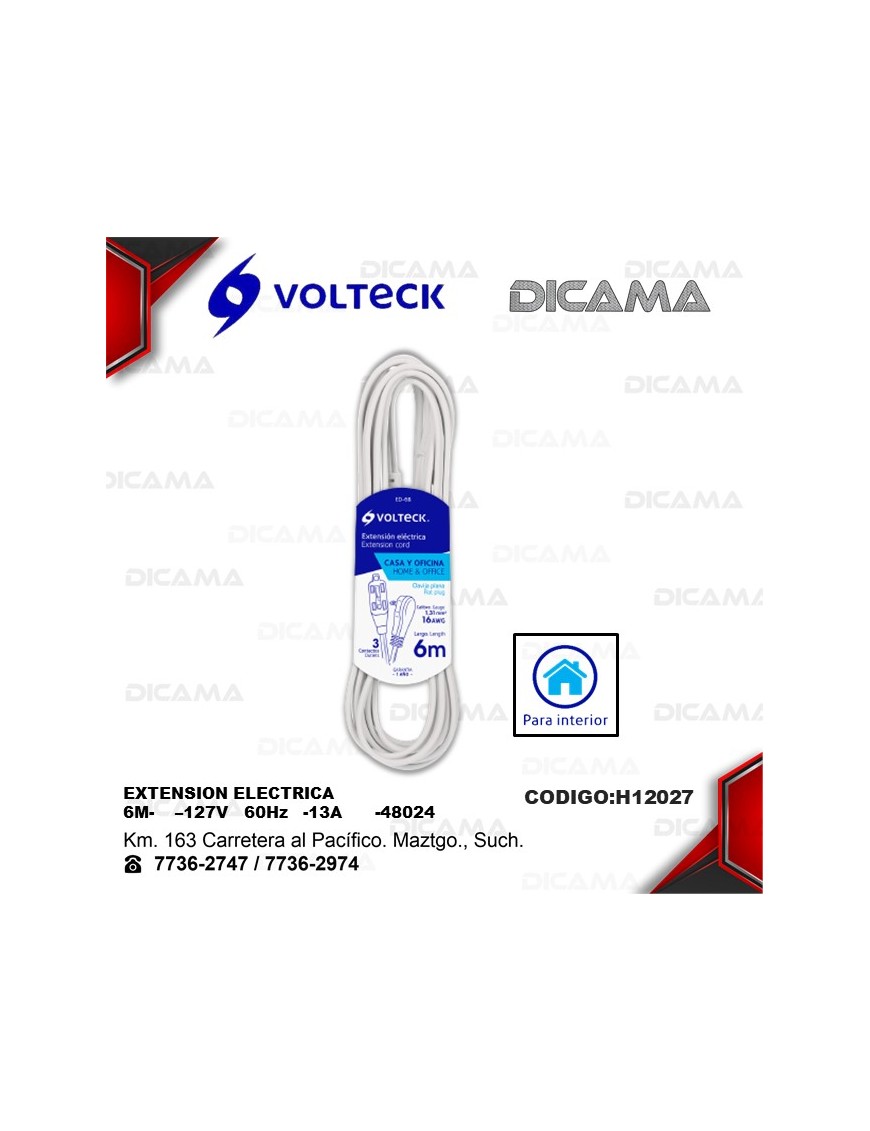 EXTENSION ELECTRICA 6 METROS BLANCA