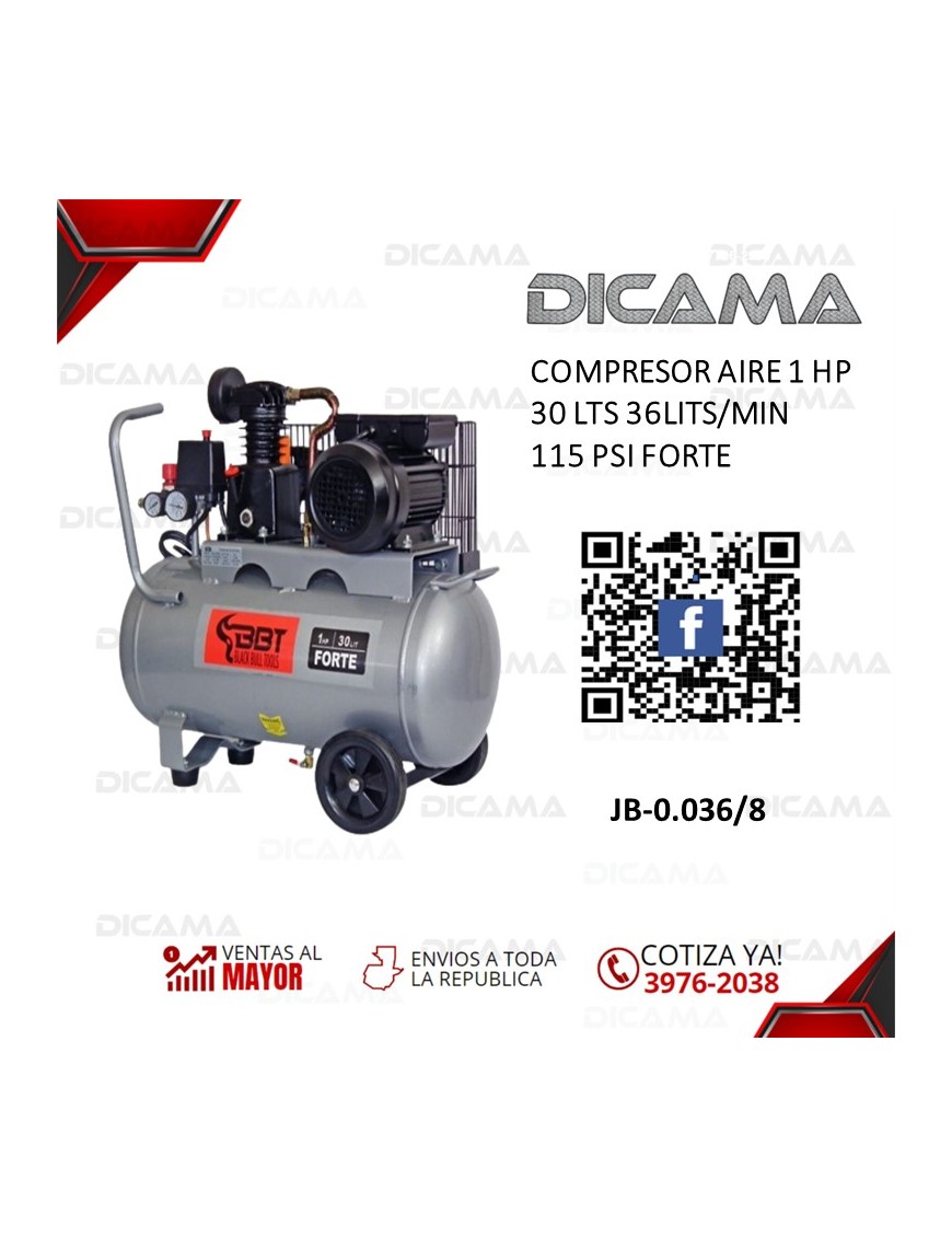 COMPRESOR AIRE 1 HP 30 LTS 36LITS/MIN 115 PSI FORTE