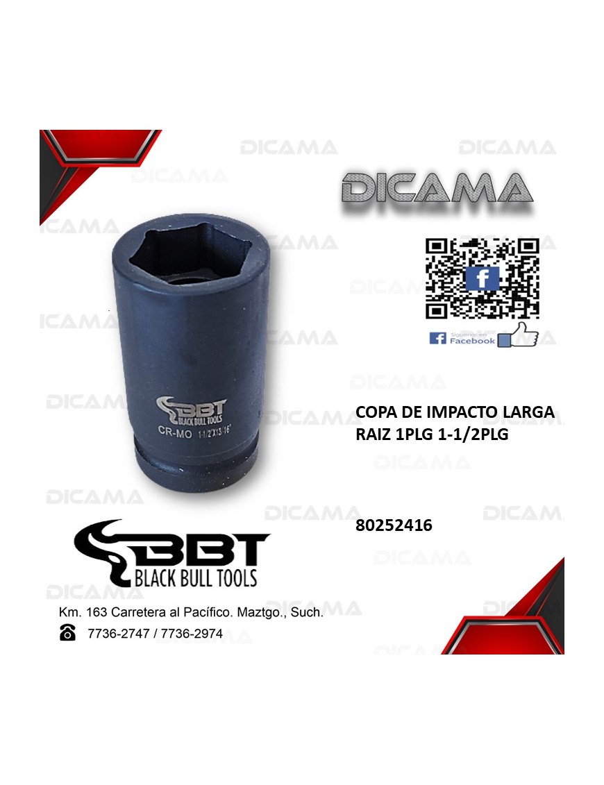 COPA RAIZ 1" 1-1/2" DE IMPACTO LARGA