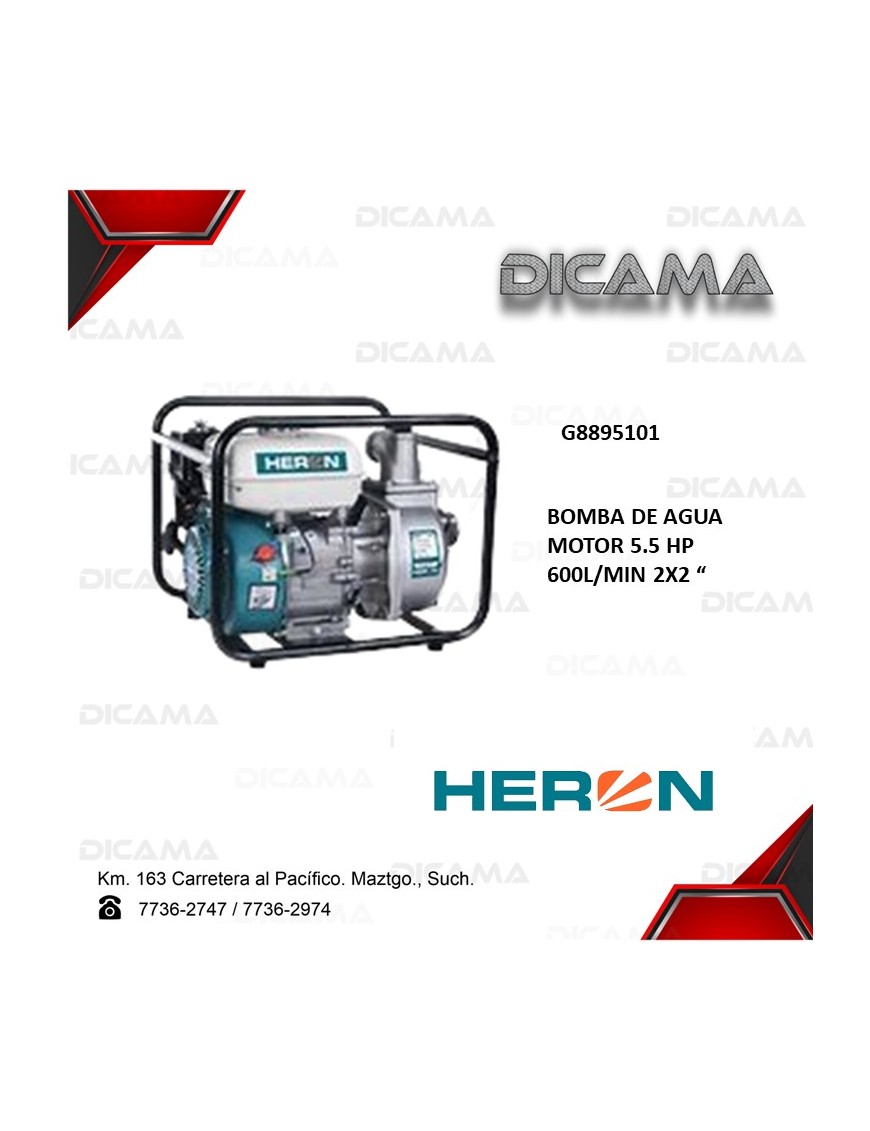 BOMBA DE AGUA 2" GASOLINA 5.5" HP 600L/MIN
