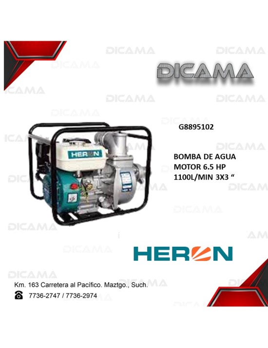 BOMBA DE AGUA 3" GASOLINA 6.5"HP 1100L/MIN
