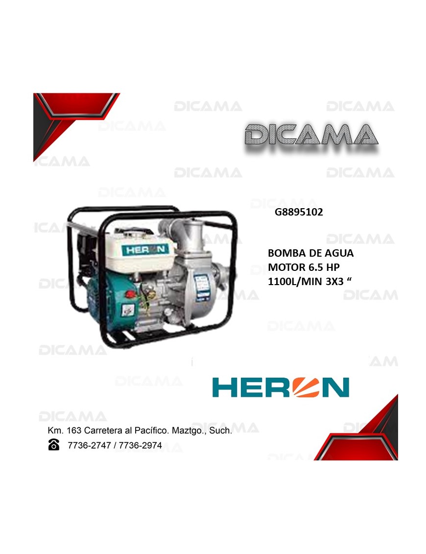 BOMBA DE AGUA 3" GASOLINA 6.5"HP 1100L/MIN