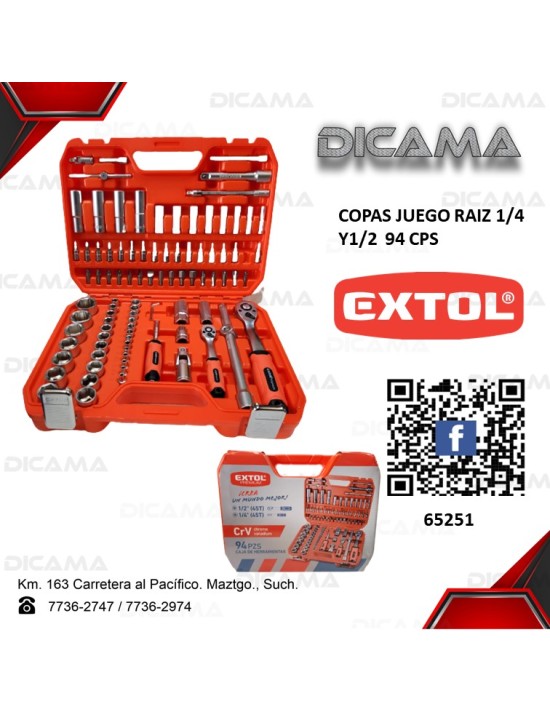 COPAS JUEGO RAIZ 1/4"1/2" 94 PZAS