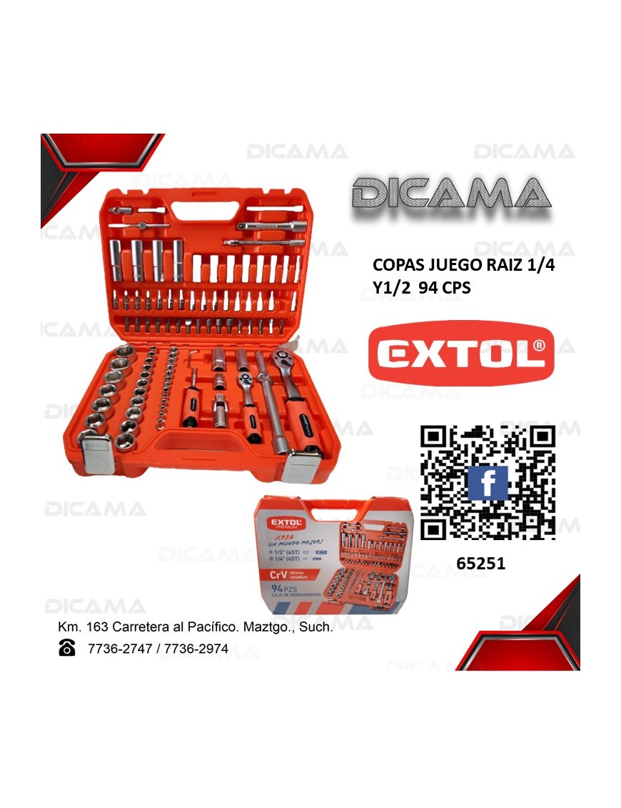 COPAS JUEGO RAIZ 1/4"1/2" 94 PZAS