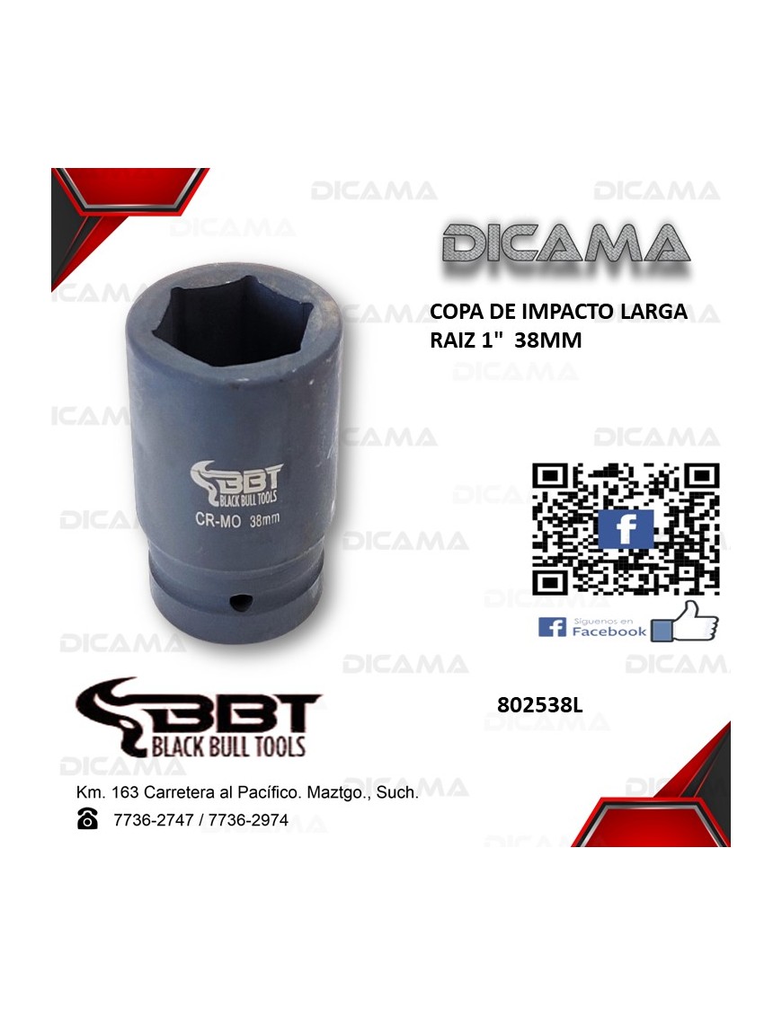COPA RAIZ 1" 38MM DE IMPACTO LARGA