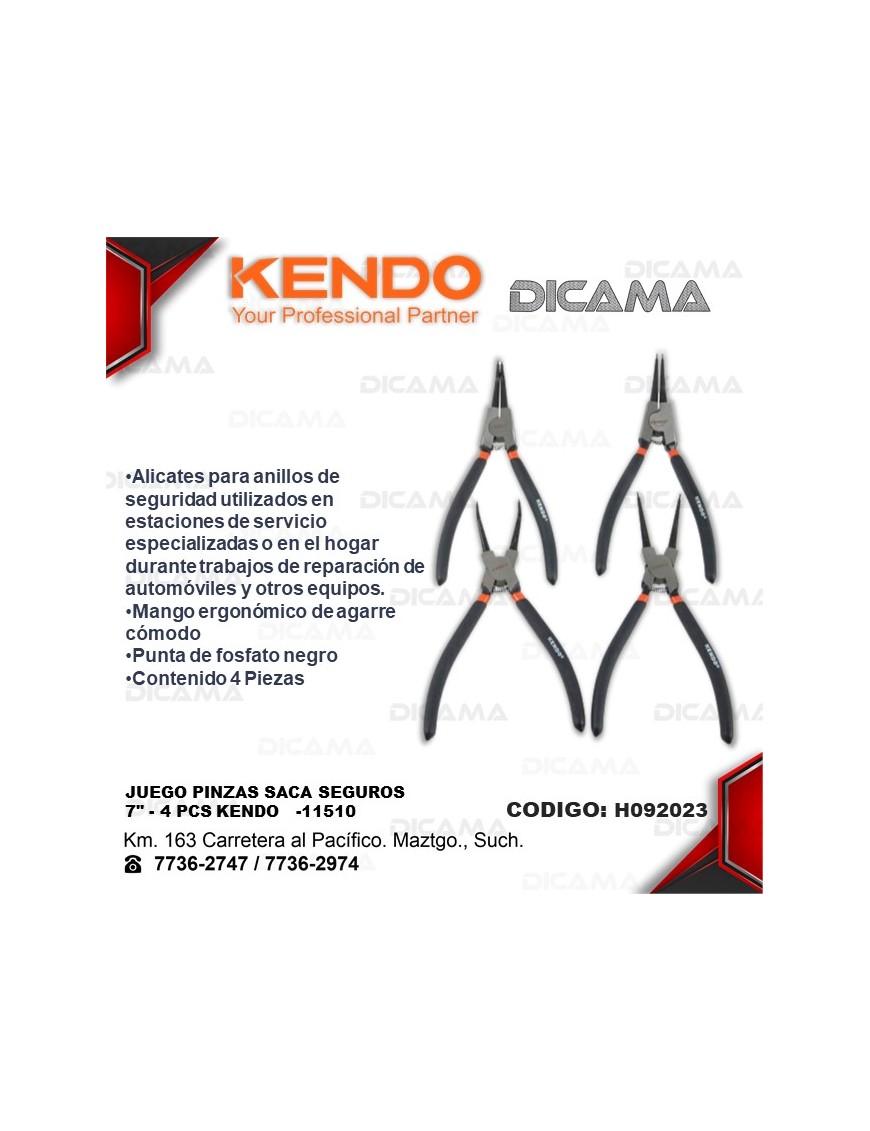 PINZA 7" 4 PZAS SACA SEGUROS