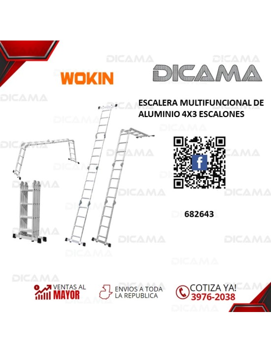 ESCALERA ALUMINIO MULTIFUNCIONAL  4X3 ESCALONES WOKIN 682643