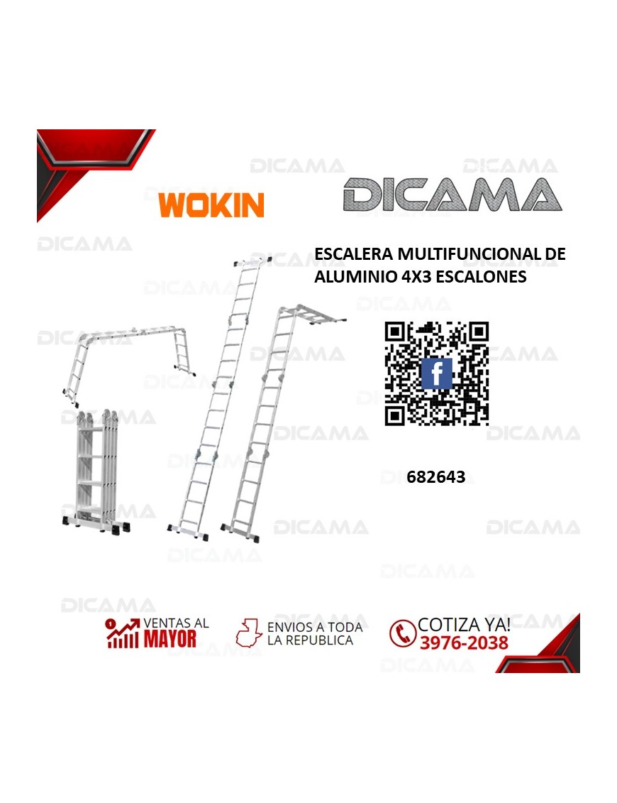 ESCALERA ALUMINIO MULTIFUNCIONAL  4X3 ESCALONES WOKIN 682643