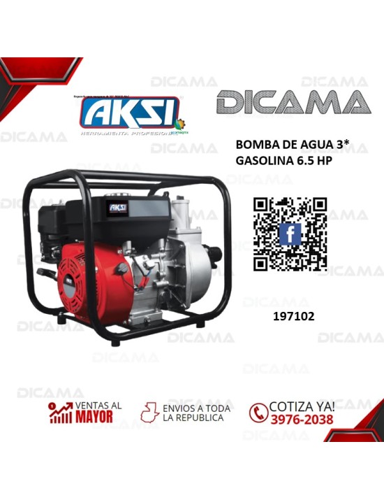 BOMBA DE AGUA 3*  GASOLINA 6.5 HP