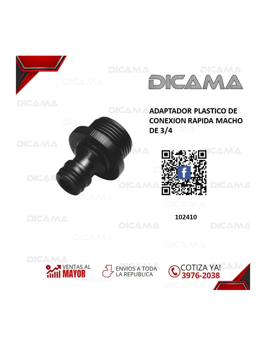 ADAPTADOR PLASTICO DE CONEXION RAPIDA MACHO DE 3/4