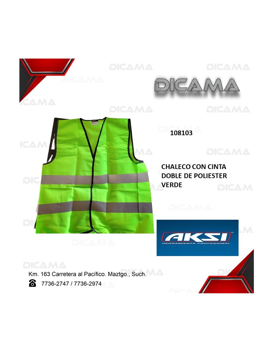 CHALECO CON CINTA DOBLE DE POLIESTER VERDE
