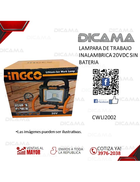 LAMPARA DE TRABAJO INALAMBRICA 20VDC SIN BATERIA