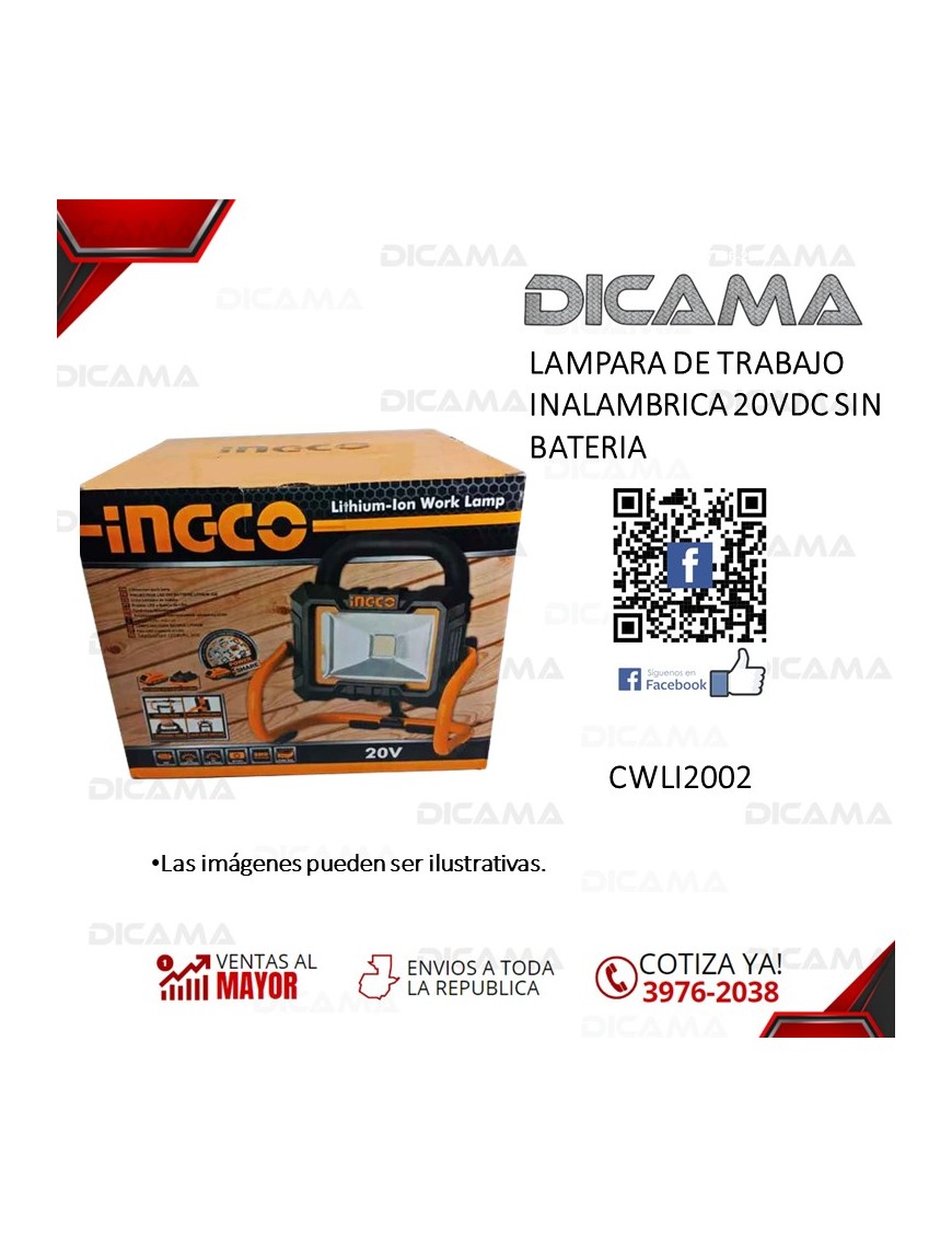 LAMPARA DE TRABAJO INALAMBRICA 20VDC SIN BATERIA