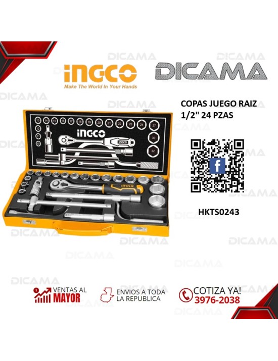 COPAS JUEGO RAIZ 1/2" 24 PZAS