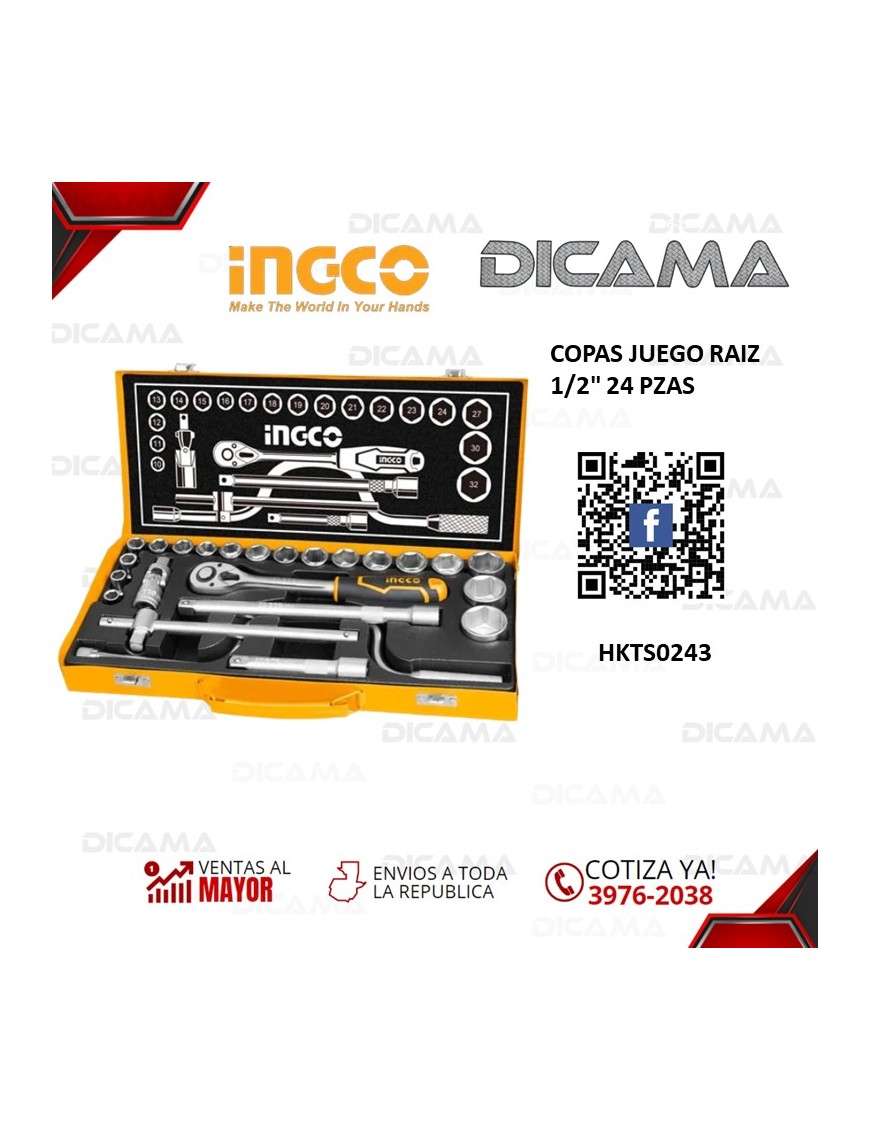 COPAS JUEGO RAIZ 1/2" 24 PZAS