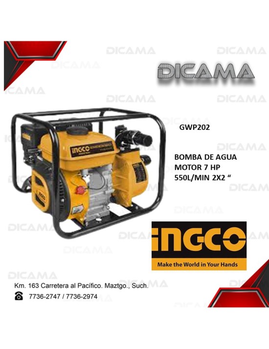 BOMBA DE AGUA 2" GASOLINA 7 HP, 550L/MIN