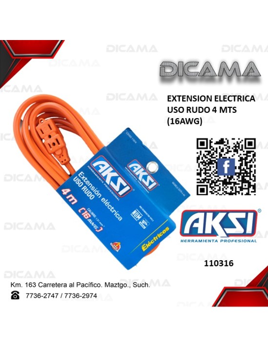 EXTENSION ELECTRICA 4 METROS NARANJA USO RUDO (16)