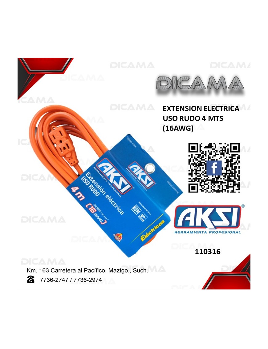 EXTENSION ELECTRICA 4 METROS NARANJA USO RUDO (16)