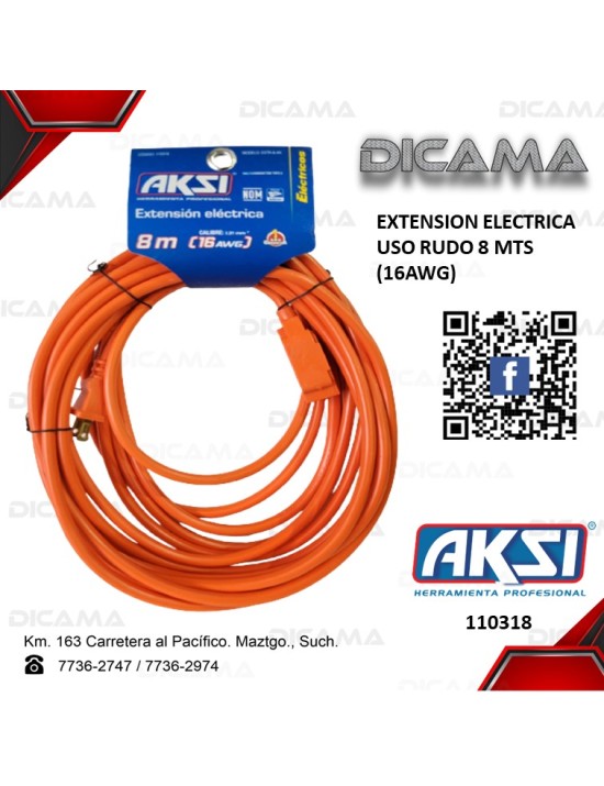 EXTENSION ELECTRICA 8 METROS NARANJA USO RUDO (16)